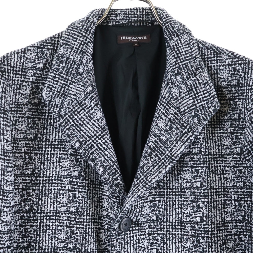 HIDEAWAYS(ハイダウェイ) 格子柄 ステンカラーコート ブラック/ホワイト