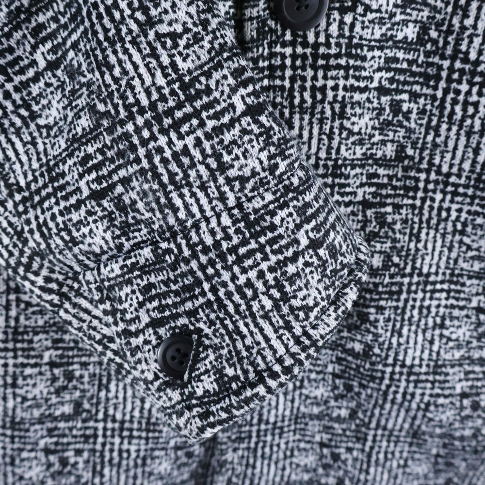 HIDEAWAYS(ハイダウェイ) 格子柄 ステンカラーコート ブラック/ホワイト