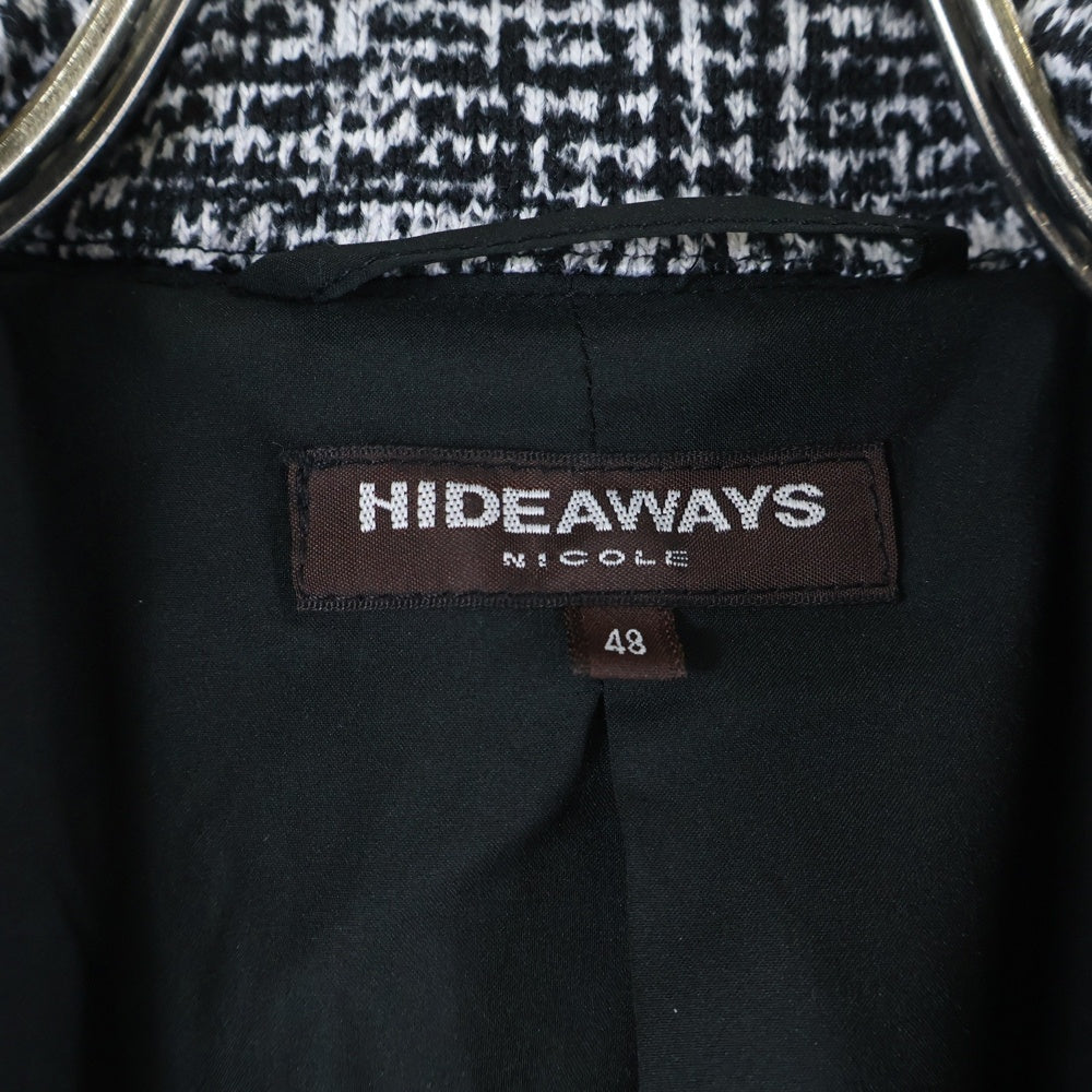 HIDEAWAYS(ハイダウェイ) 格子柄 ステンカラーコート ブラック/ホワイト