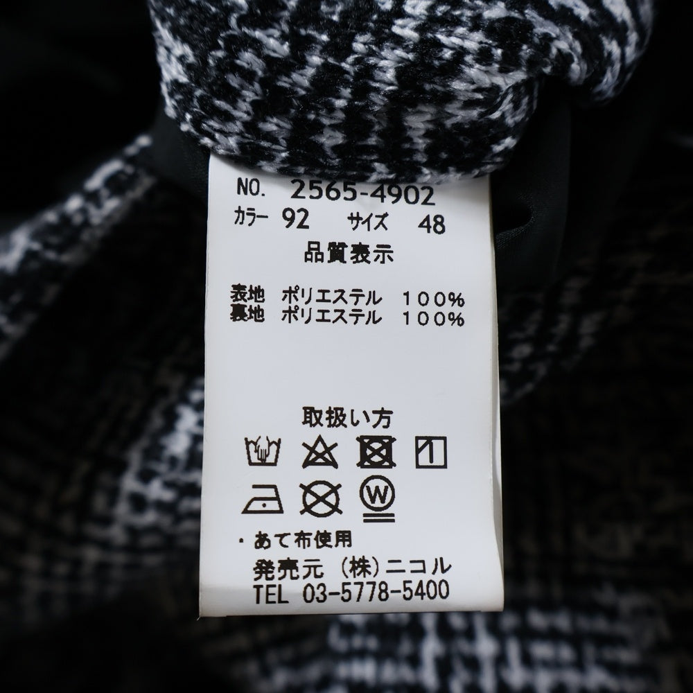 HIDEAWAYS(ハイダウェイ) 格子柄 ステンカラーコート ブラック/ホワイト