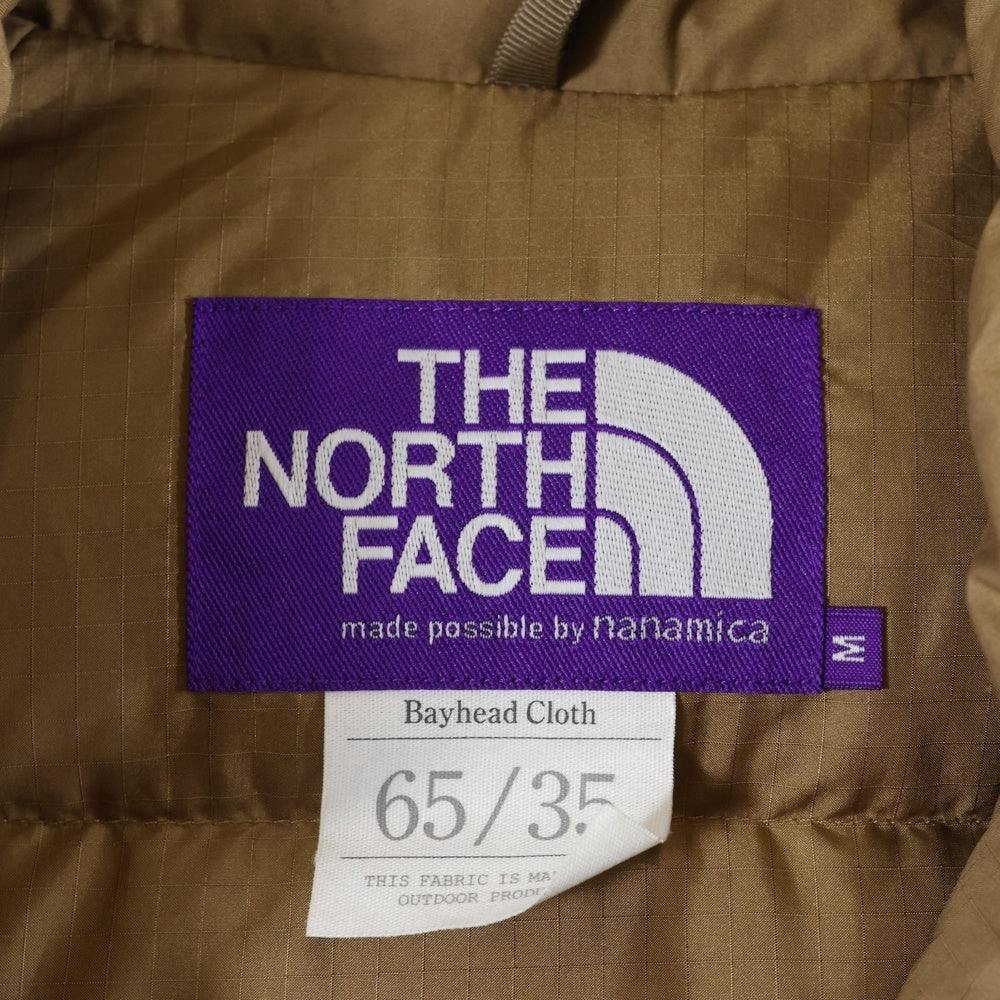 THE NORTH FACE PURPLE LABEL(ノースフェイスパープルレーベル) ロゴ刺繍 フード付き ジップアップ ダウンジャケット ベージュ ND2279N