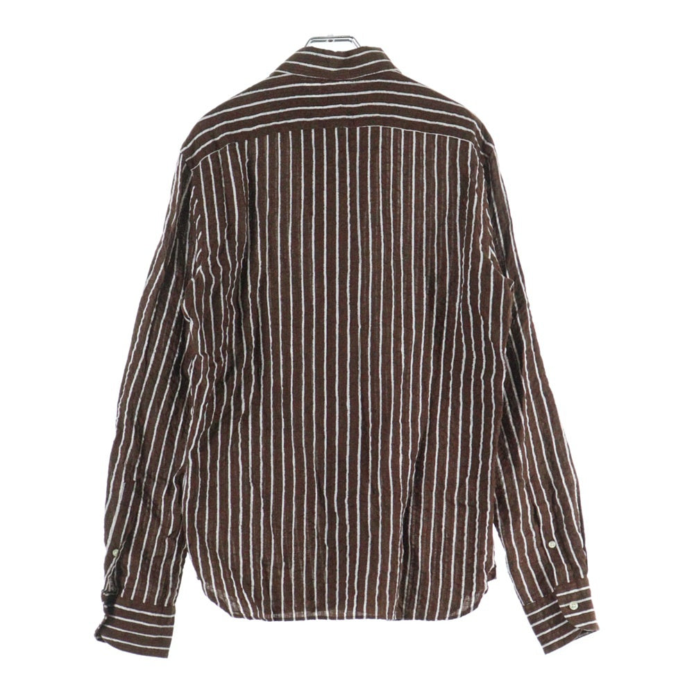 GUYROVER(ギローバー) ストライプ柄 長袖シャツ ブラウン
