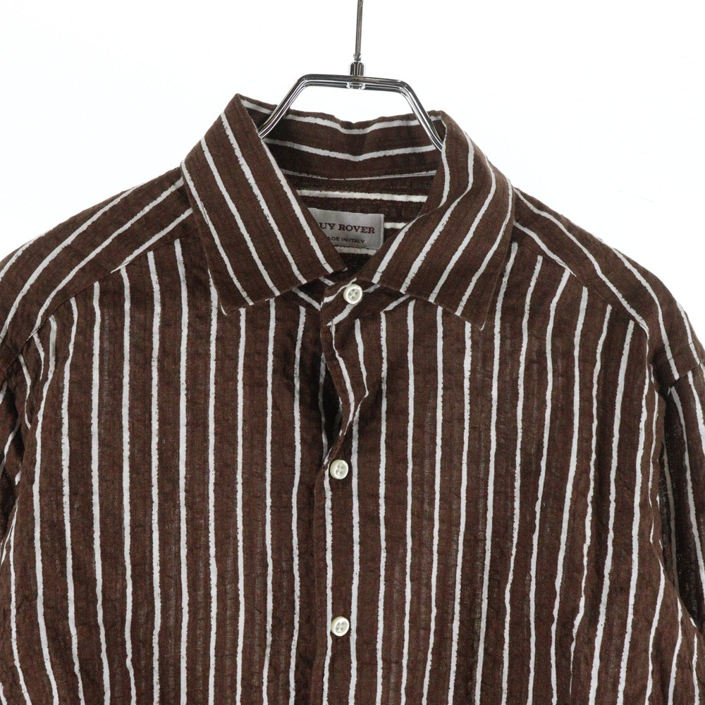 GUYROVER(ギローバー) ストライプ柄 長袖シャツ ブラウン