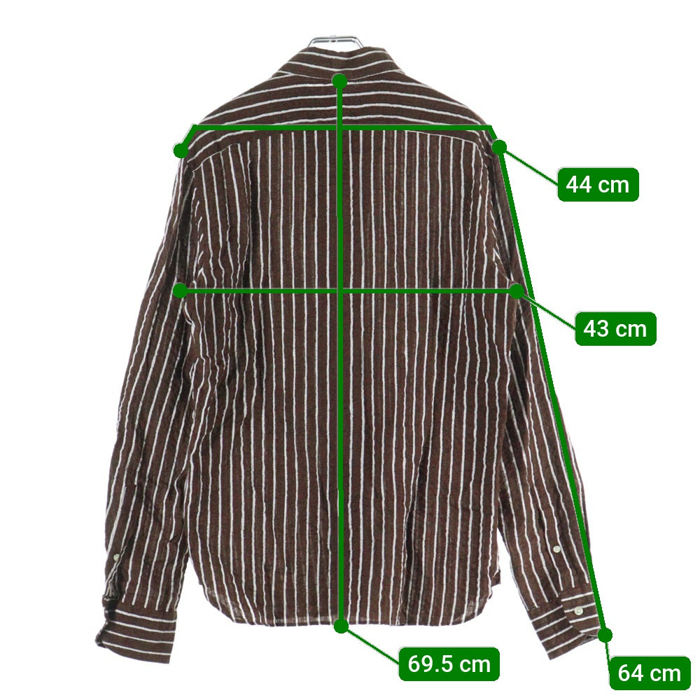 GUYROVER(ギローバー) ストライプ柄 長袖シャツ ブラウン