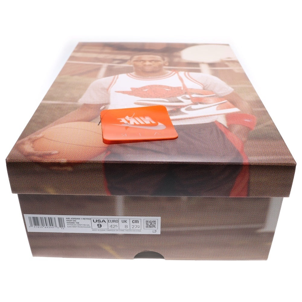 NIKE(ナイキ) AIR JORDAN 1 RETRO HIGH OG エアジョーダン1 レトロ ブラックトゥリイマジンド ハイカットスニーカー ホワイト/ブラック/レッド US9/27cm DZ5485-106
