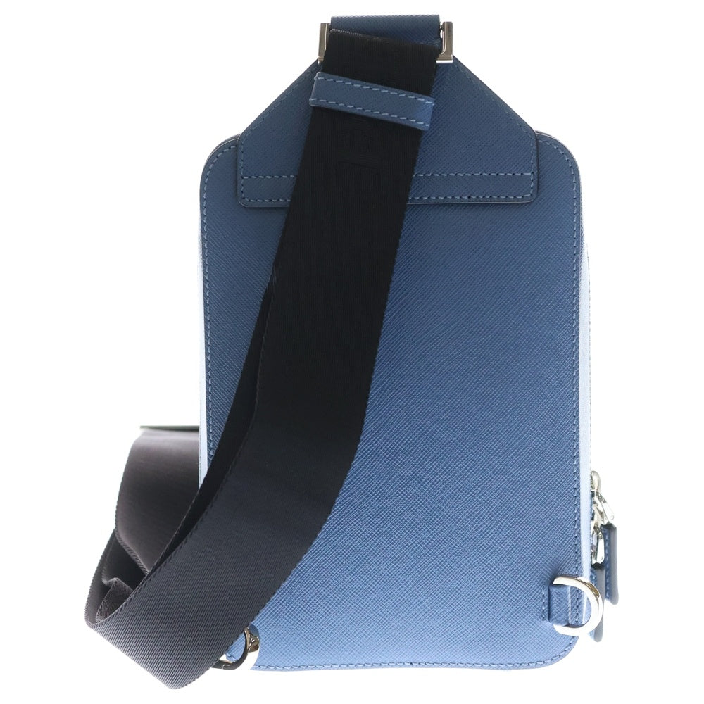 PRADA(プラダ) メタルロゴプレート サフィアーノ レザーボディショルダーバッグ ブルー 2VZ106 レディース