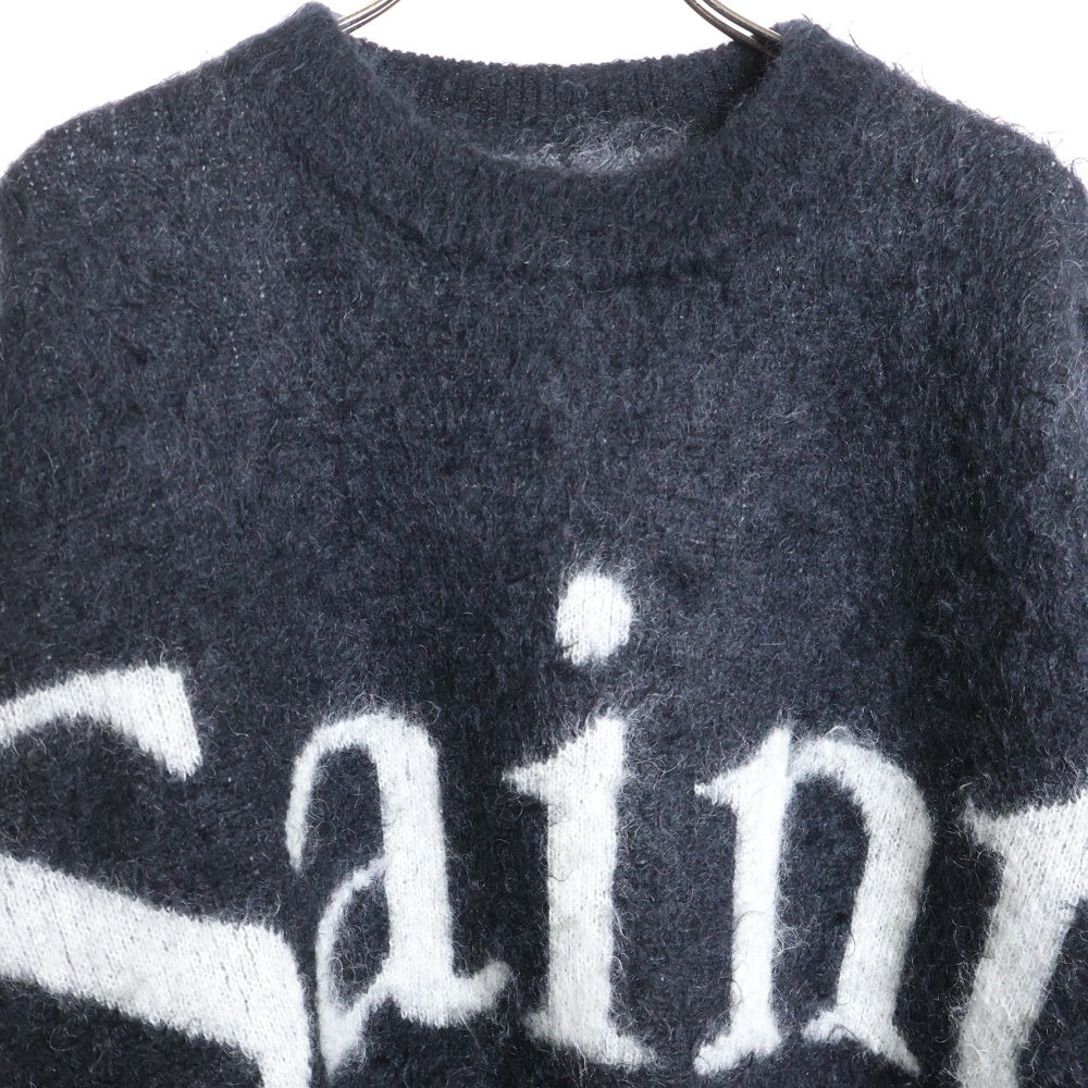 SAINT MICHAEL(セントマイケル) 23AW CREW NECK KNIT フロントロゴ モヘアニット セーター ブラック SM-A23-0000-042