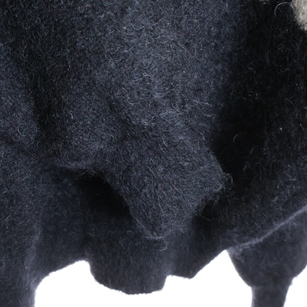 SAINT MICHAEL(セントマイケル) 23AW CREW NECK KNIT フロントロゴ モヘアニット セーター ブラック SM-A23-0000-042