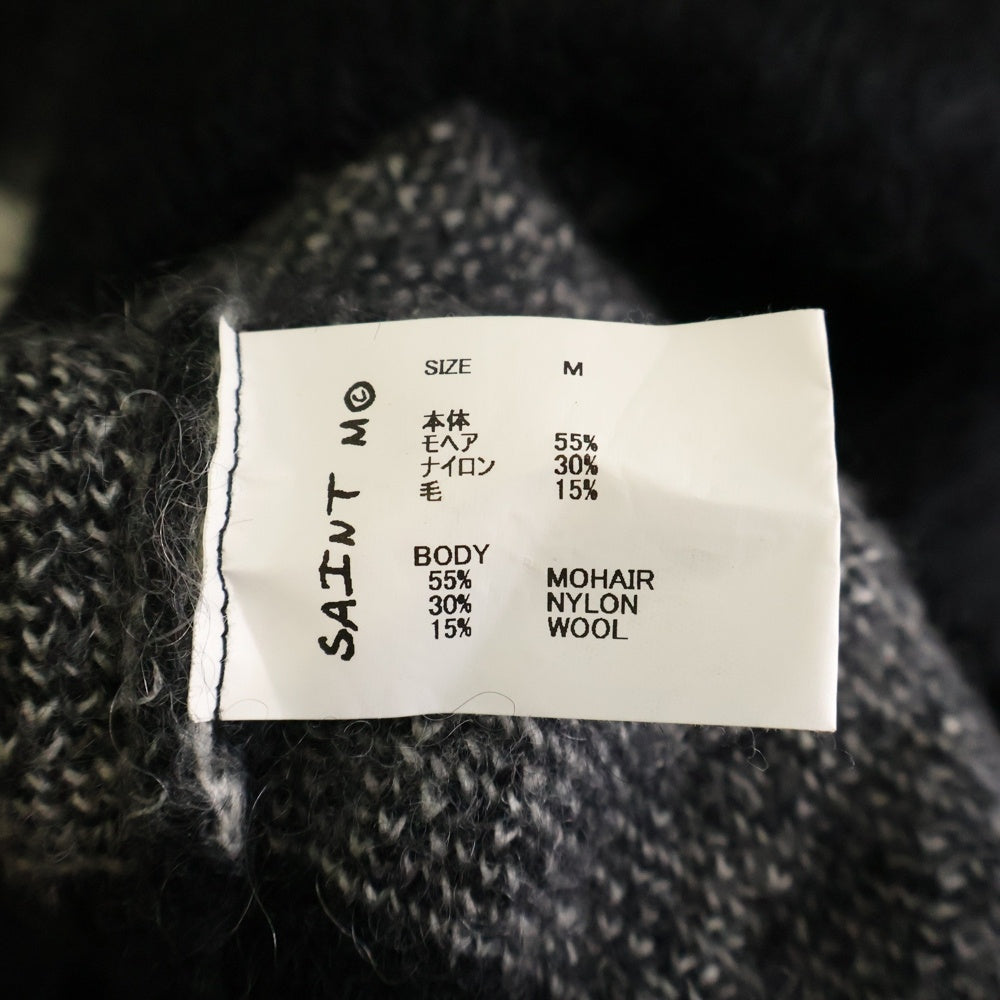 SAINT MICHAEL(セントマイケル) 23AW CREW NECK KNIT フロントロゴ モヘアニット セーター ブラック SM-A23-0000-042