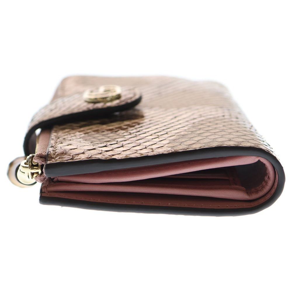 GUCCI(グッチ) ダブルGロゴ バンブー付き パイソンレザーウォレット ピンク 739498 EAA8D 5842 レディース