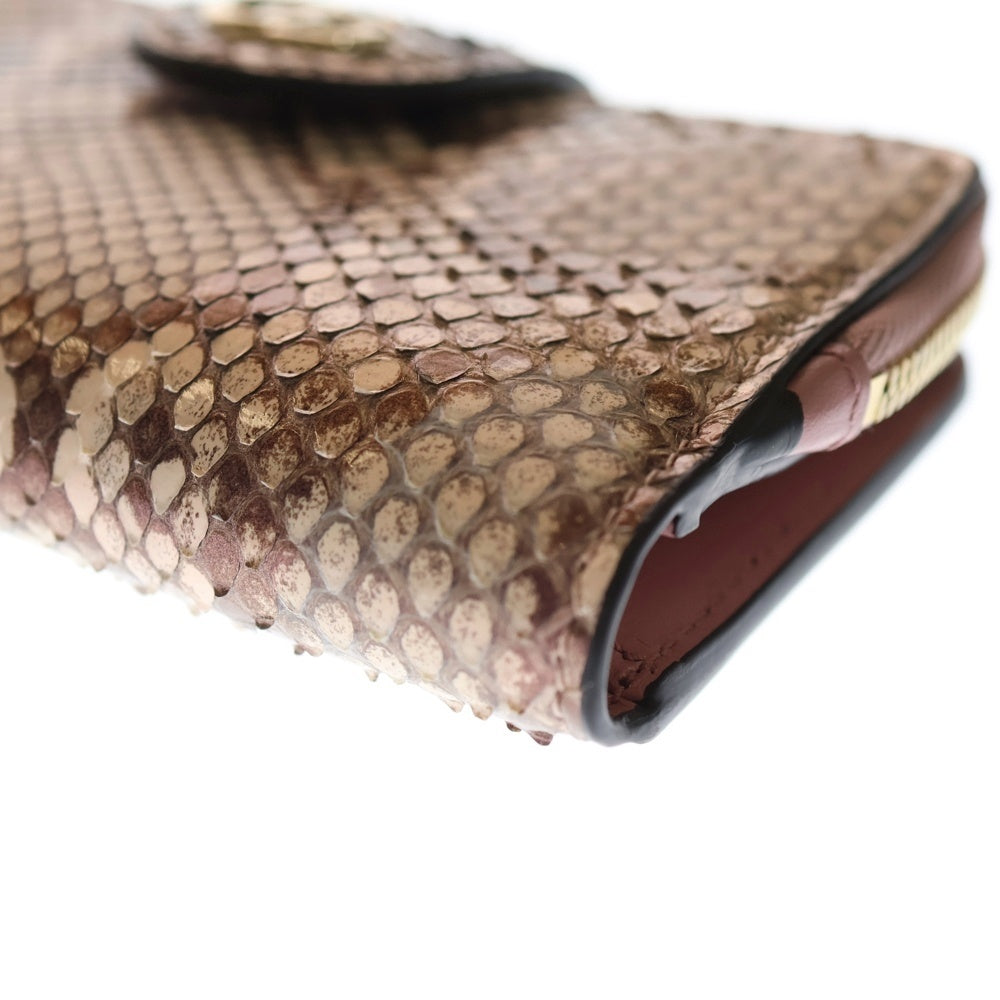 GUCCI(グッチ) ダブルGロゴ バンブー付き パイソンレザーウォレット ピンク 739498 EAA8D 5842 レディース