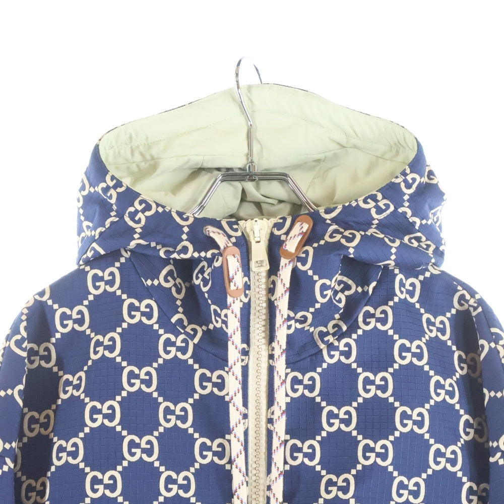 GUCCI(グッチ) GG総柄 中綿 フーデッドジャケット パーカー ネイビー 742811 Z8BJG
