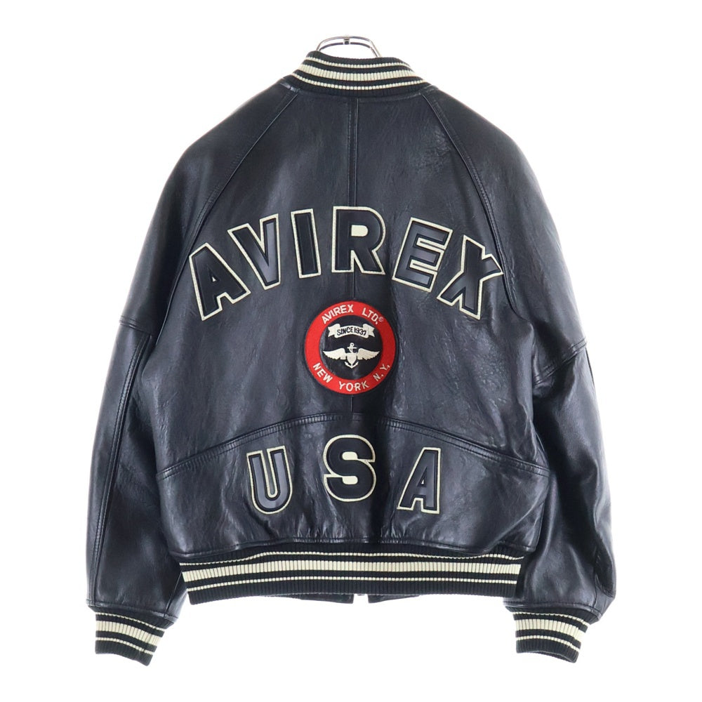 AVIREX(アヴィレックス) American Classics ロゴ刺繍ラムレザー
