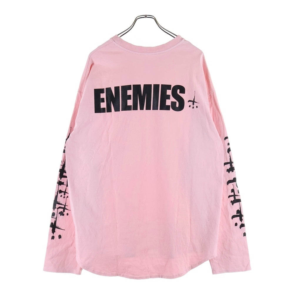 cvtvlist(カタリスト) グラッフィックロゴ プリント クルーネック 長袖Tシャツ カットソー ピンク 2101090303