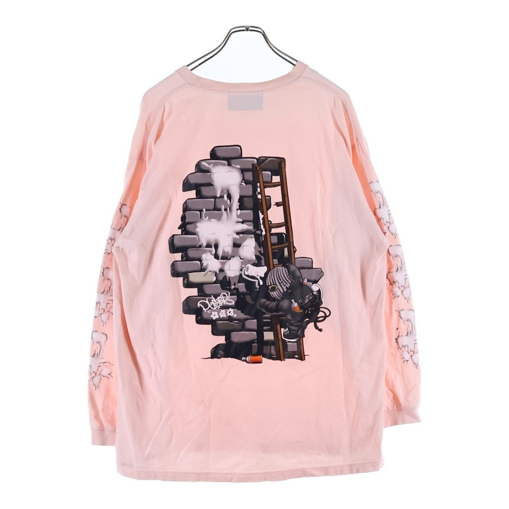 cvtvlist(カタリスト) ペイント グラフィックプリント クルーネック 長袖Tシャツ カットソーピンク 240109OS06