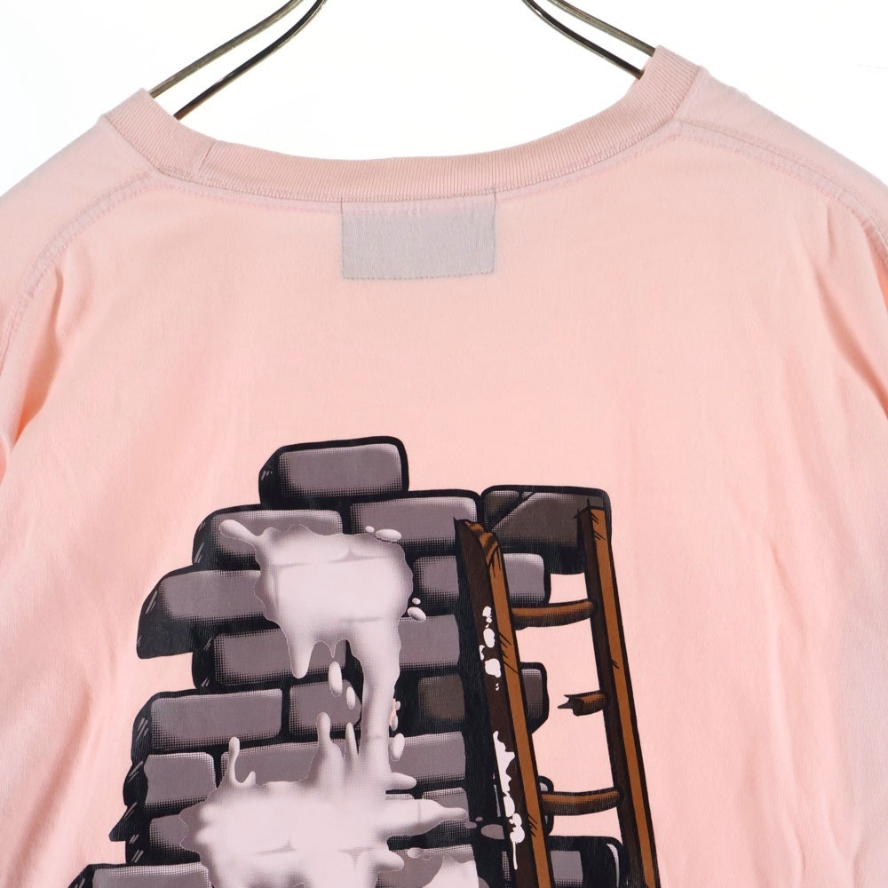 cvtvlist(カタリスト) ペイント グラフィックプリント クルーネック 長袖Tシャツ カットソーピンク 240109OS06