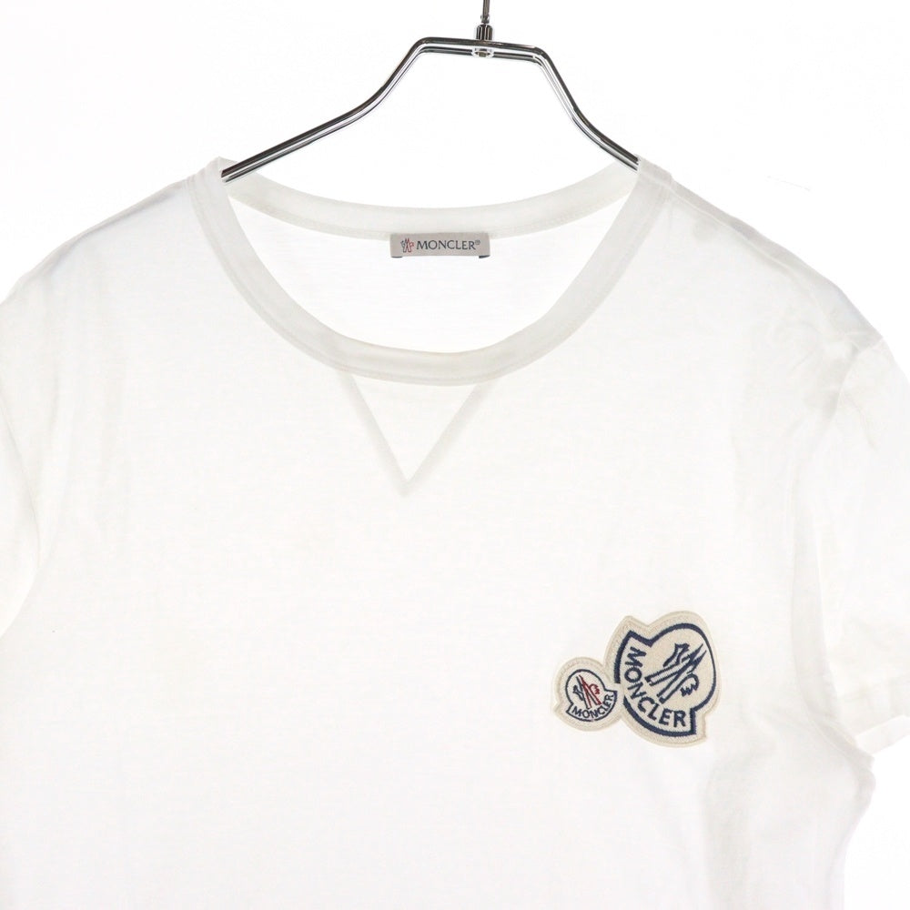MONCLER(モンクレール) ダブルロゴパッチ クルーネック半袖Tシャツカットソー ホワイト F20918C78100