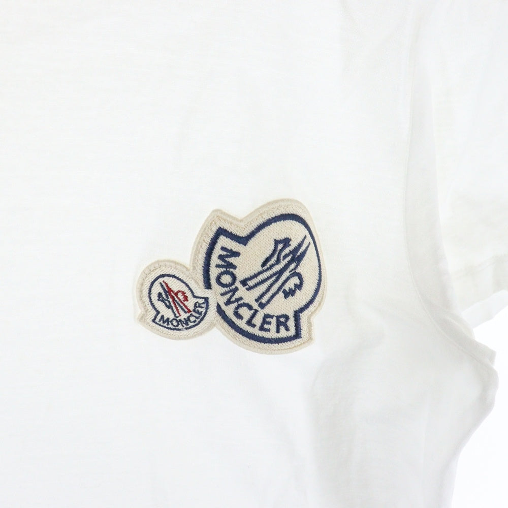 MONCLER(モンクレール) ダブルロゴパッチ クルーネック半袖Tシャツカットソー ホワイト F20918C78100