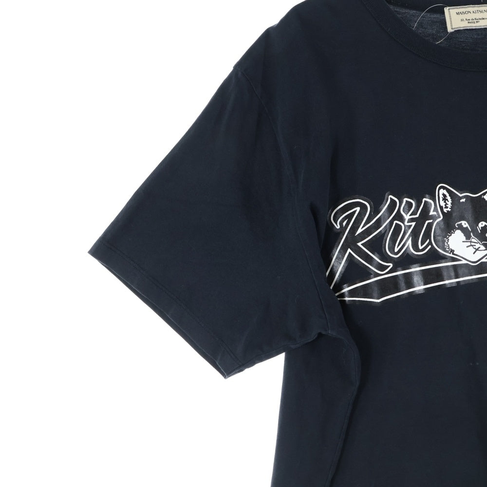 MAISON KITSUNE(メゾンキツネ) Varsity Fox ロゴプリント クルーネック半袖Tシャツカットソー ブラック GM00120KJ0010