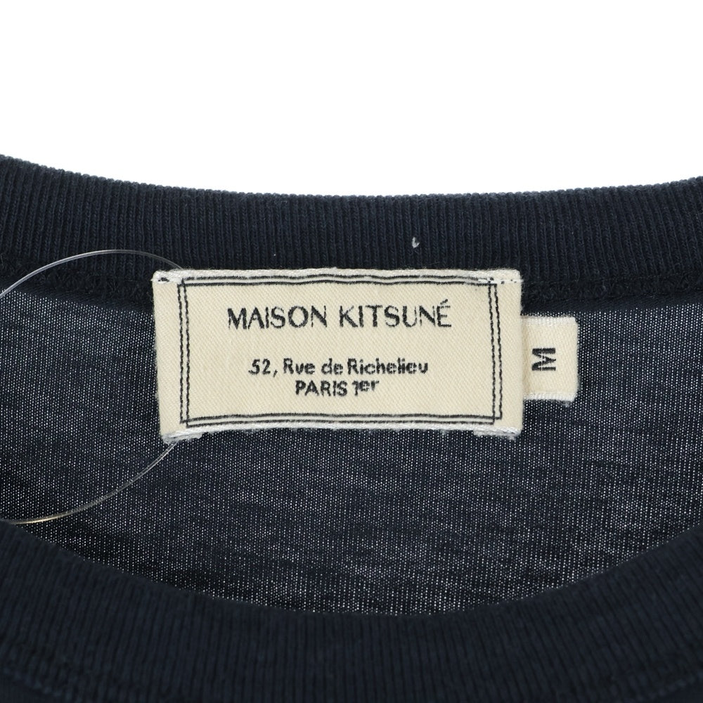 MAISON KITSUNE(メゾンキツネ) Varsity Fox ロゴプリント クルーネック半袖Tシャツカットソー ブラック GM00120KJ0010