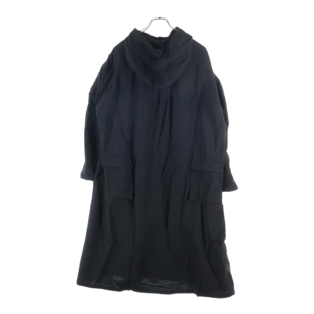 Yohji Yamamoto(ヨウジヤマモト) 24AW Mountain Jacket マウンテン レーヨンシルク混 フーデッドロングジャケット ブラック F0-D62-201