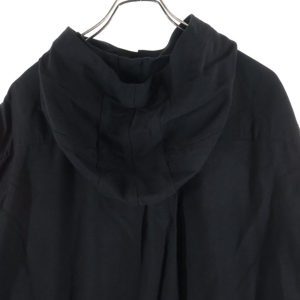 Yohji Yamamoto(ヨウジヤマモト) 24AW Mountain Jacket マウンテン レーヨンシルク混 フーデッドロングジャケット ブラック F0-D62-201