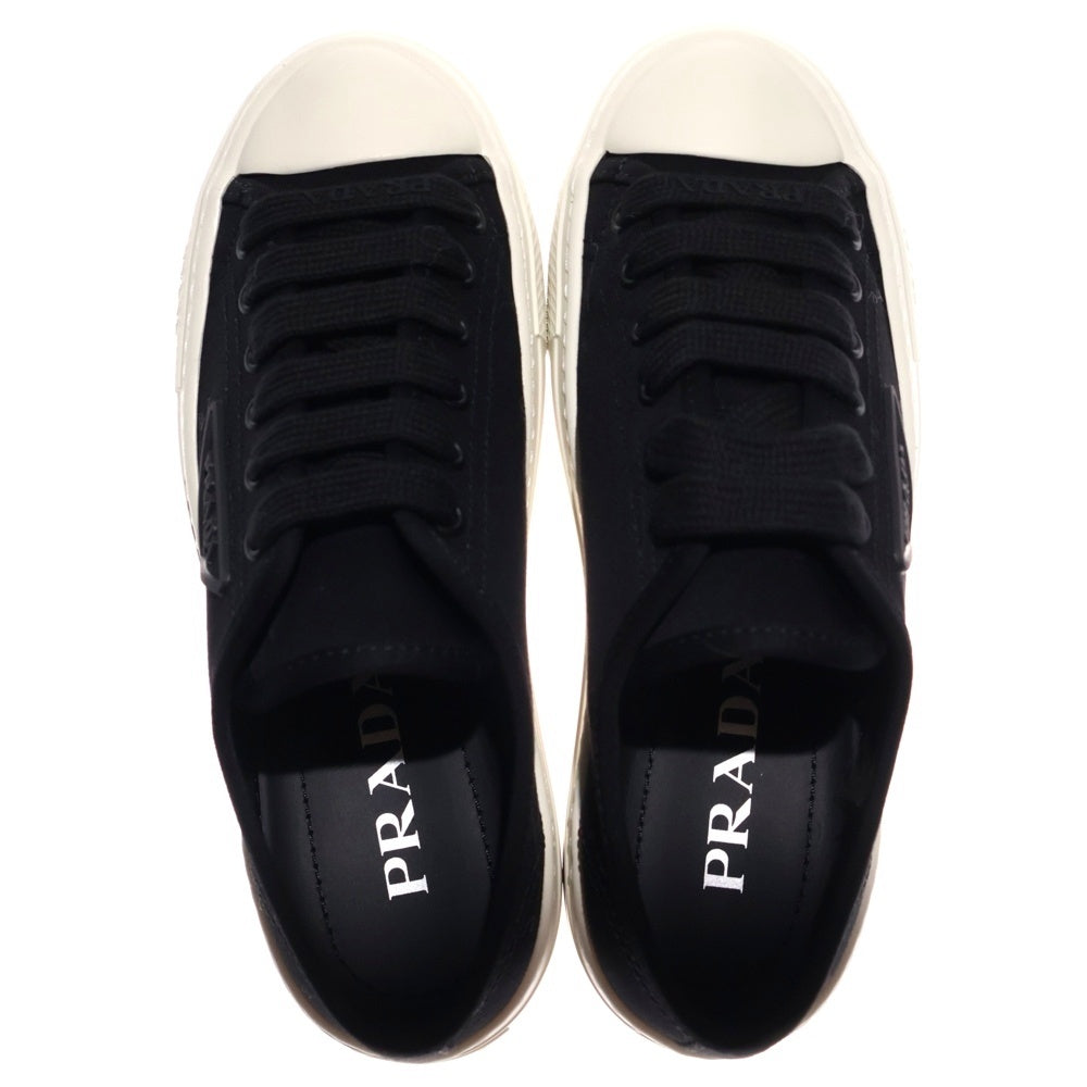 PRADA(プラダ) トライアングルロゴ コットンキャンバス ローカットスニーカー レディース ブラック 1E407N