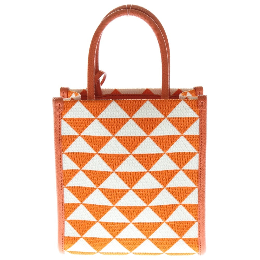 PRADA(プラダ) TRIANGOLO JACQUARD メタルロゴ トライアングルジャガード織 ハンドショルダーバッグ ホワイト/オレンジ 1BA355 レディース