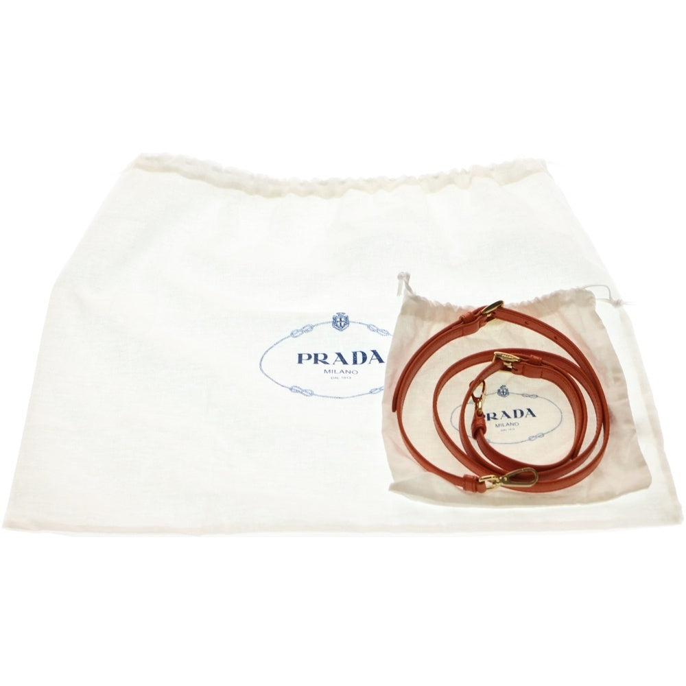 PRADA(プラダ) TRIANGOLO JACQUARD メタルロゴ トライアングルジャガード織 ハンドショルダーバッグ ホワイト/オレンジ 1BA355 レディース