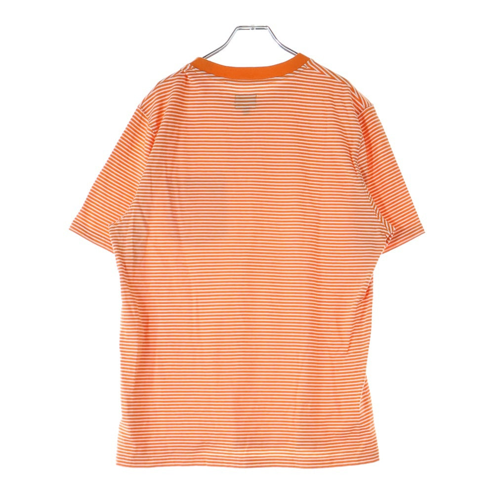 NOAH(ノア) フロントポケットロゴ ストライプクルーネック半袖Tシャツカットソー オレンジ 20-071-122-0040-1-0