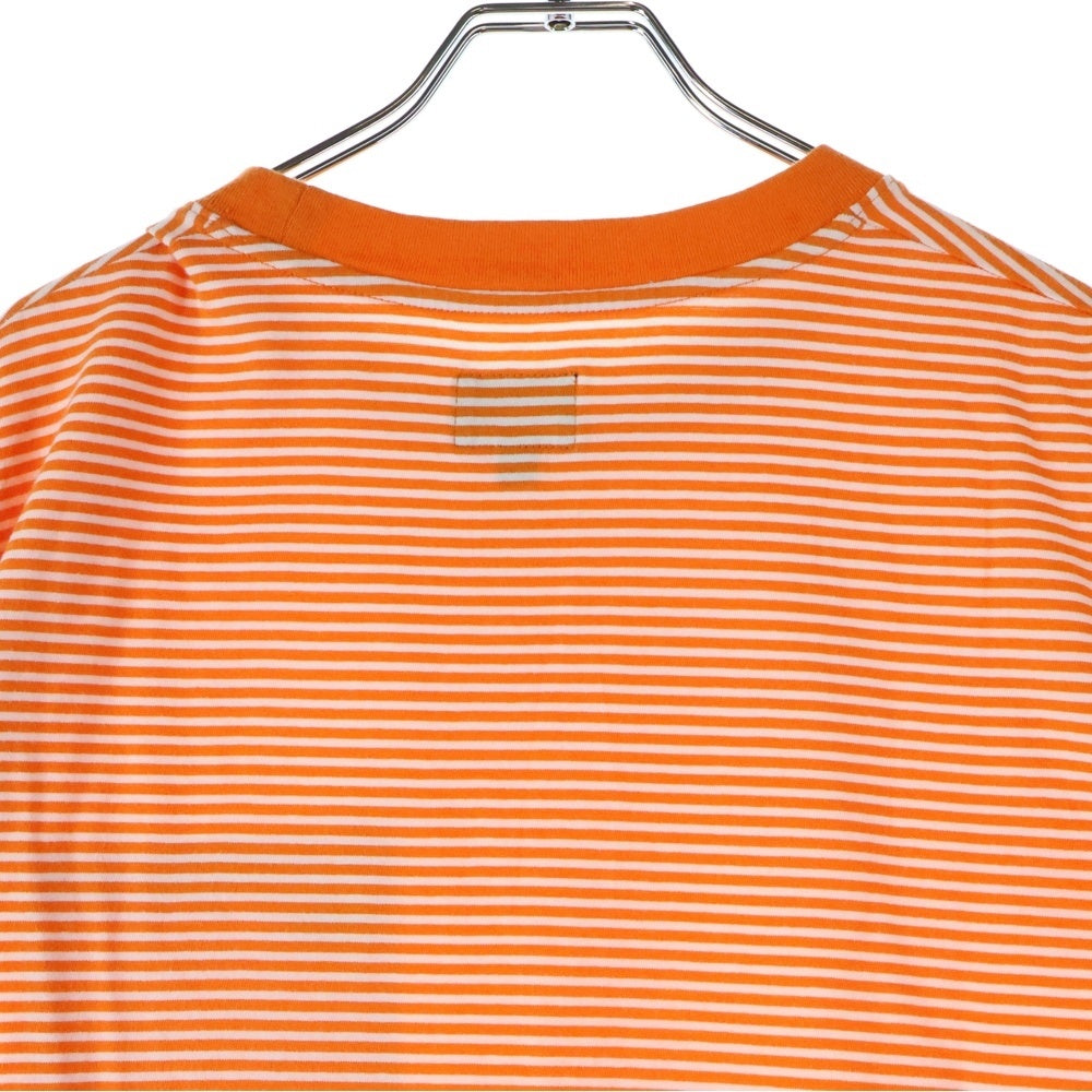 NOAH(ノア) フロントポケットロゴ ストライプクルーネック半袖Tシャツカットソー オレンジ 20-071-122-0040-1-0