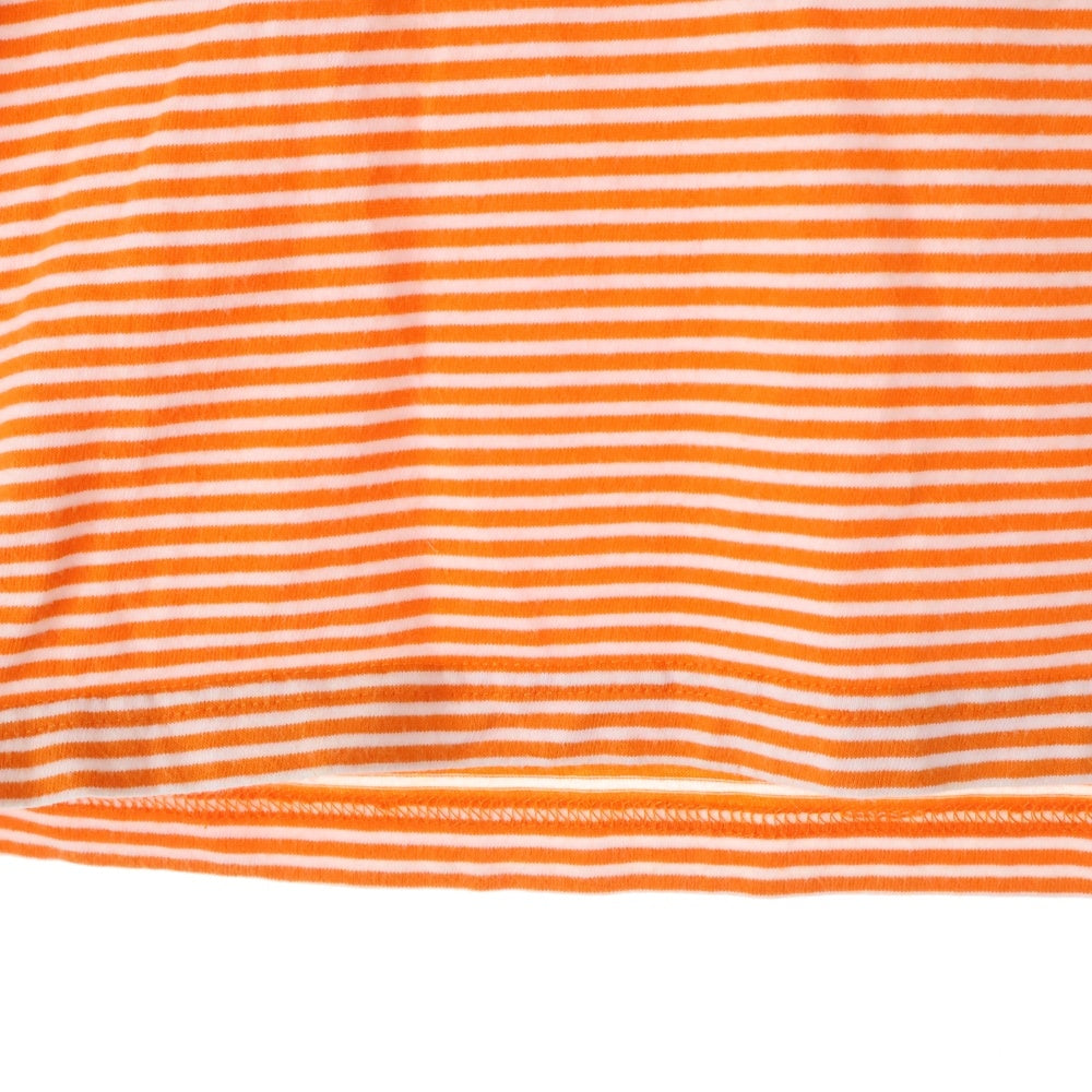 NOAH(ノア) フロントポケットロゴ ストライプクルーネック半袖Tシャツカットソー オレンジ 20-071-122-0040-1-0