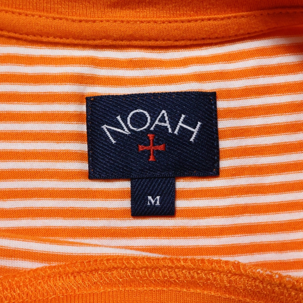 NOAH(ノア) フロントポケットロゴ ストライプクルーネック半袖Tシャツカットソー オレンジ 20-071-122-0040-1-0