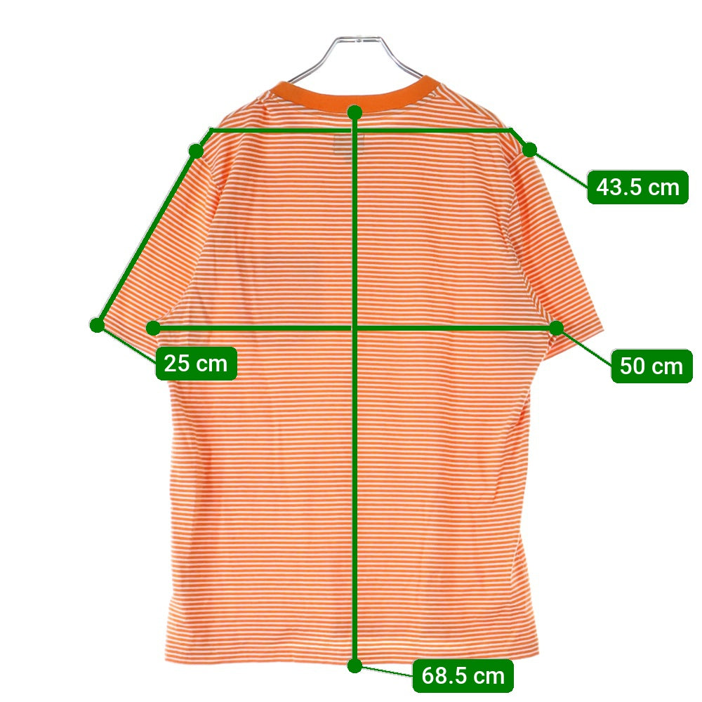 NOAH(ノア) フロントポケットロゴ ストライプクルーネック半袖Tシャツカットソー オレンジ 20-071-122-0040-1-0