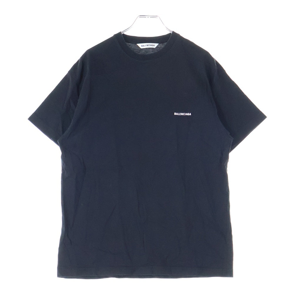 BALENCIAGA(バレンシアガ) フロントロゴプリント クルーネック半袖Tシャツカットソー ブラック 613969 TYK28