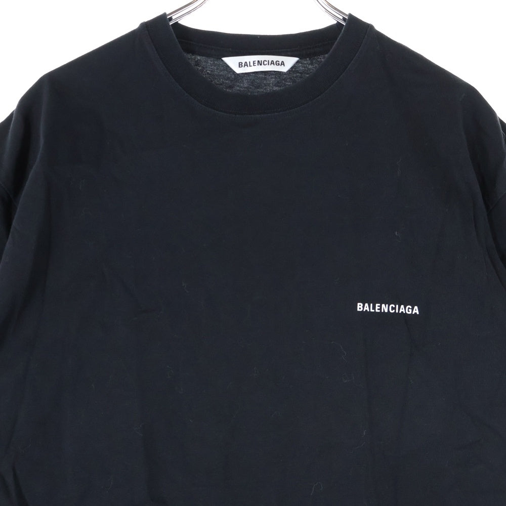 BALENCIAGA(バレンシアガ) フロントロゴプリント クルーネック半袖Tシャツカットソー ブラック 613969 TYK28