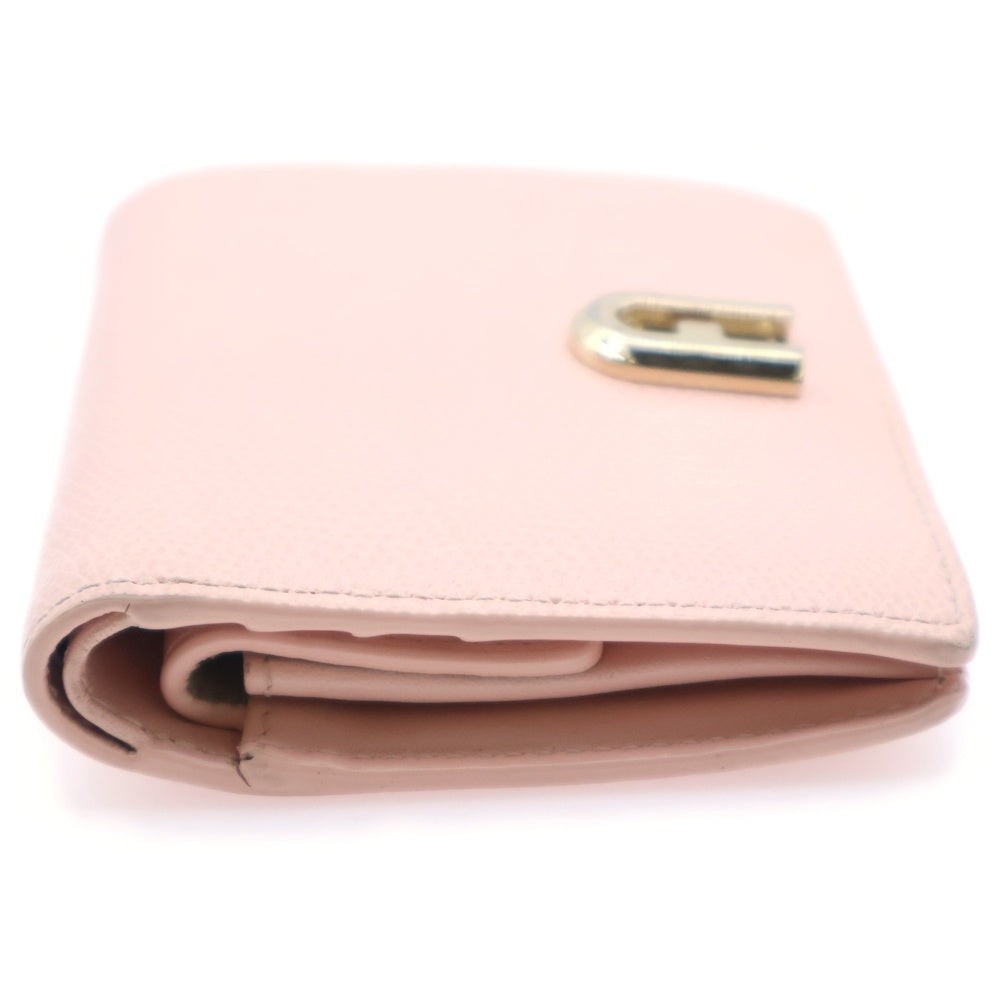 FURLA(フルラ) アーチロゴ レザーコンパクトウォレット 二つ折り財布 ピンク