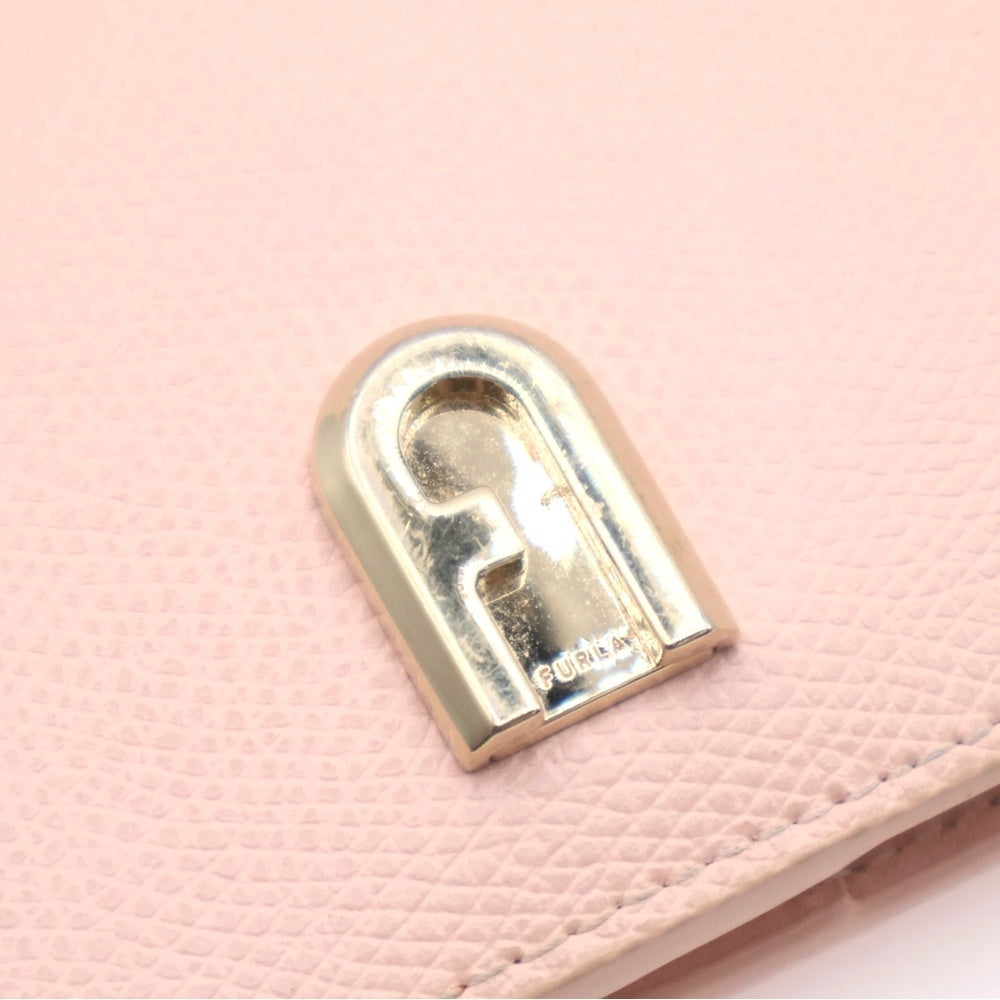 FURLA(フルラ) アーチロゴ レザーコンパクトウォレット 二つ折り財布 ピンク
