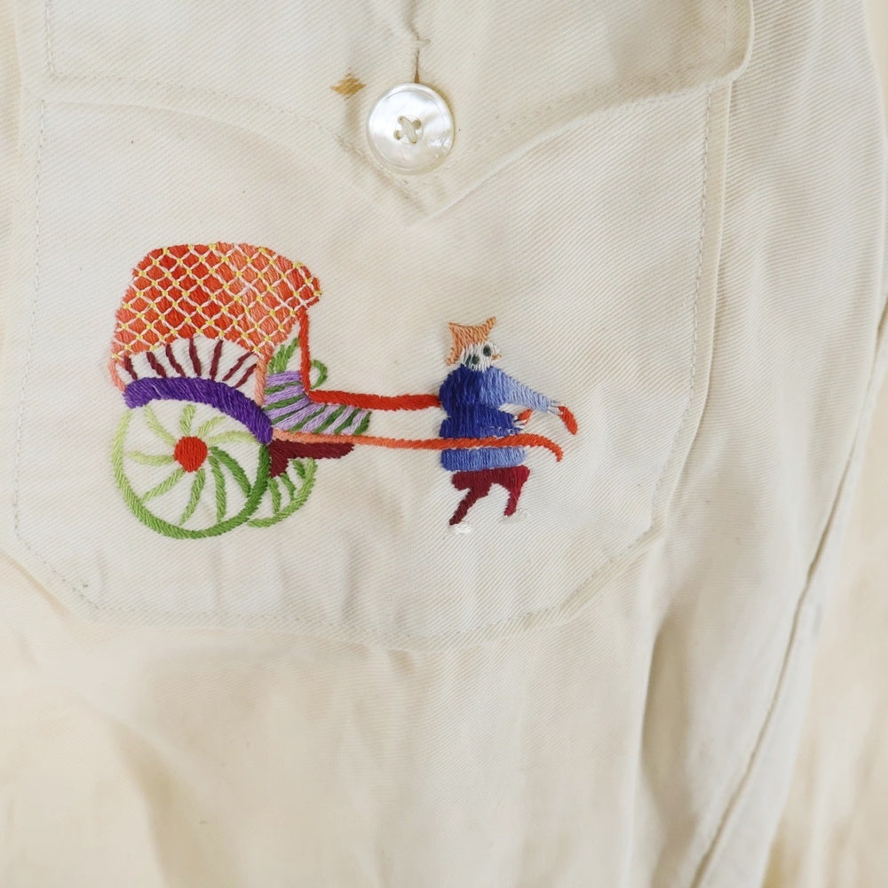 VINTAGE(ヴィンテージ) 40S 両面刺繍 長袖スーベニアシャツ ホワイト