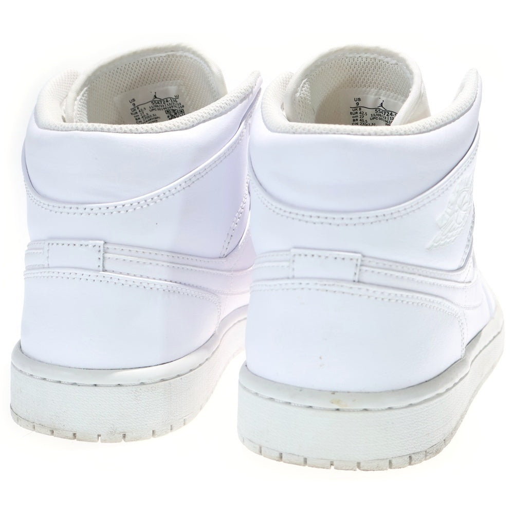 NIKE(ナイキ) Air Jordan 1 Mid Triple White エアージョーダン1 トリプル ミッドカットスニーカー ホワイト US9/27cm 554724-136