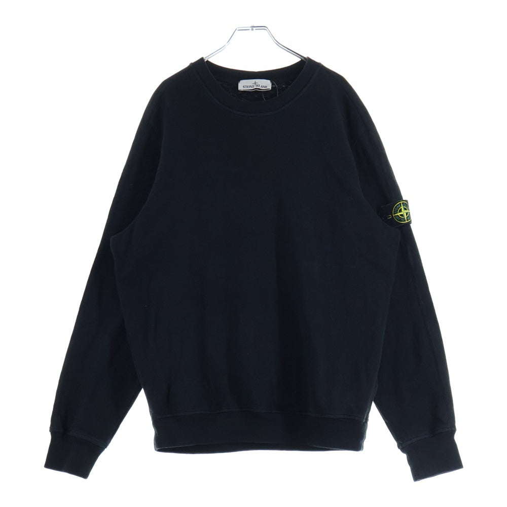 STONE ISLAND(ストーンアイランド) アームロゴパッチ クルーネック長袖スウェットトレーナー ブラック 801566060