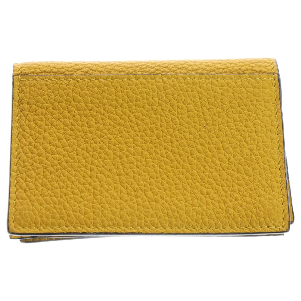 FENDI(フェンディ) ロゴプレート 二つ折り レザー カードケース イエロー 7M0222