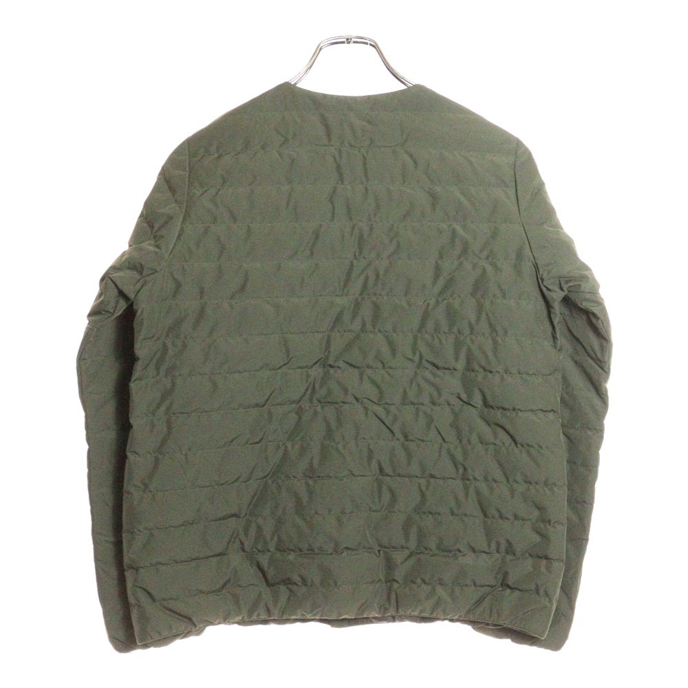THE NORTH FACE(ザノースフェイス) フロントロゴ ジップアップ ノーカラー キルティング ライトダウンジャケット カーキ NDW92005Z