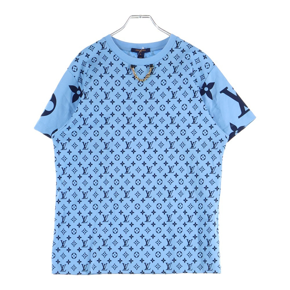 LOUIS VUITTON(ルイヴィトン) ミックスモノグラム ネックチェーン クルーネック半袖Tシャツカットソー レディース ライトブルー RW222W PR3 FNTS40