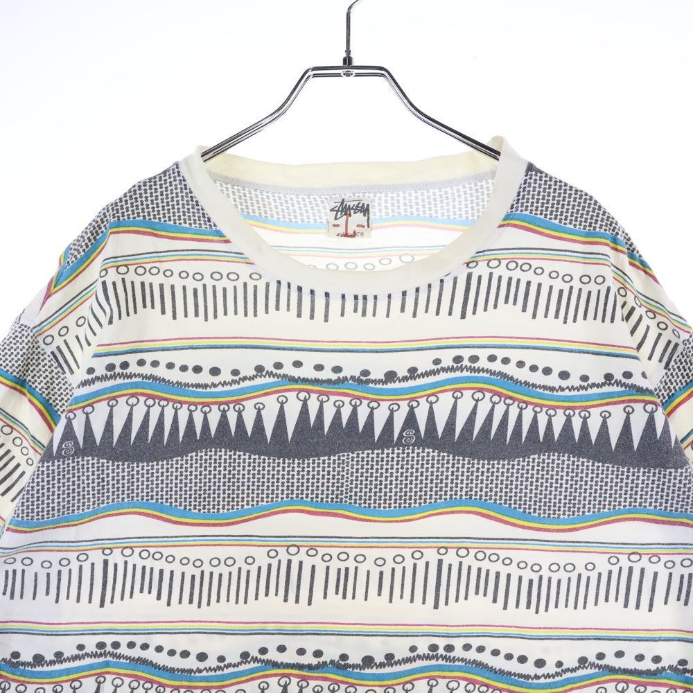 STUSSY(ステューシー) 00s TOMTOM PATTERN TEE トムトム柄 クルーネック 半袖Tシャツ カットソー マルチカラー