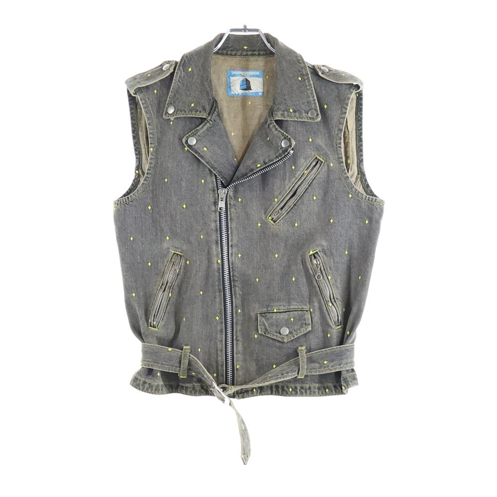 UNDERCOVER(アンダーカバー) 02SS The Illusion Of Haze Double Collar Rider Denim Vest イリュージョン オブ ヘイズ ダブル カラー ダイヤ柄 ライダー デニム ベスト グレー