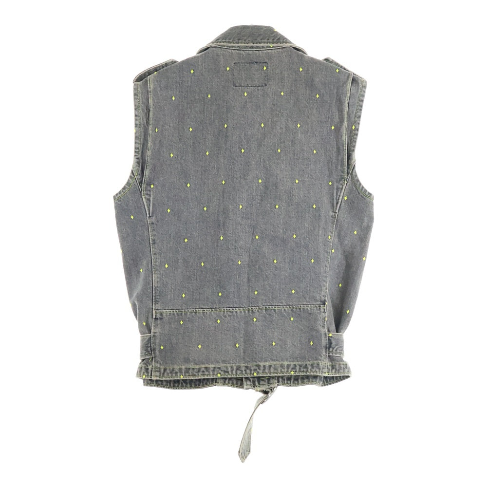 UNDERCOVER(アンダーカバー) 02SS The Illusion Of Haze Double Collar Rider Denim Vest イリュージョン オブ ヘイズ ダブル カラー ダイヤ柄 ライダー デニム ベスト グレー