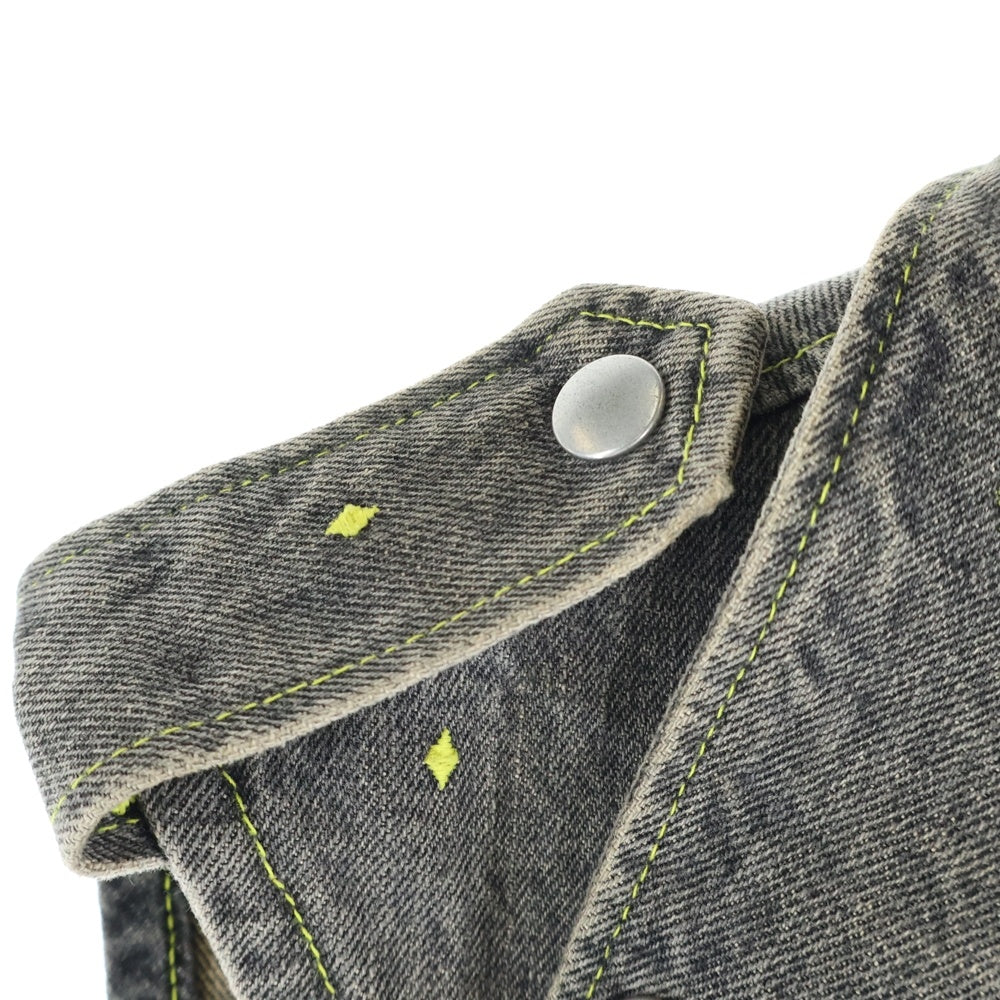UNDERCOVER(アンダーカバー) 02SS The Illusion Of Haze Double Collar Rider Denim Vest イリュージョン オブ ヘイズ ダブル カラー ダイヤ柄 ライダー デニム ベスト グレー