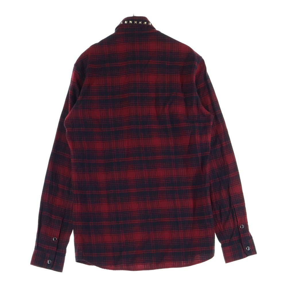 VALENTINO(ヴァレンティノ) スタッズ装飾 チェック柄 長袖シャツ レッド QV3AB7274PH