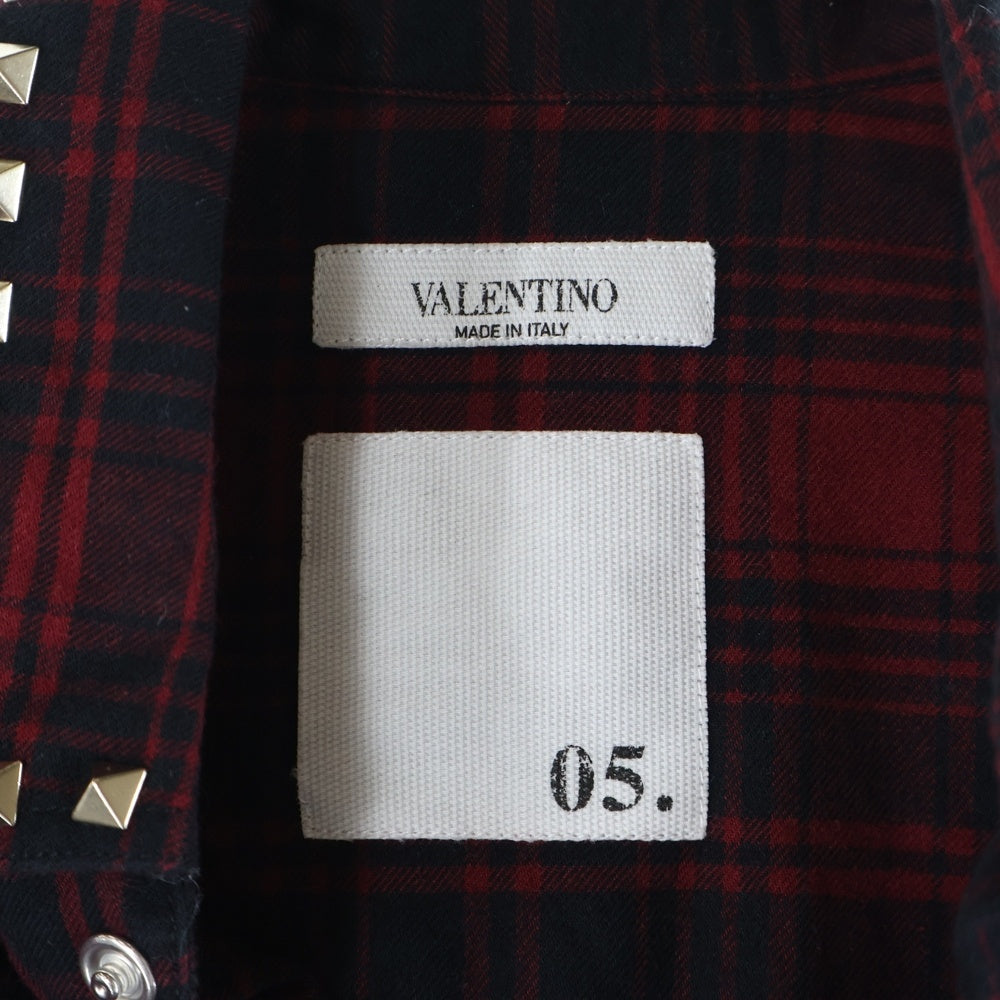 VALENTINO(ヴァレンティノ) スタッズ装飾 チェック柄 長袖シャツ レッド QV3AB7274PH